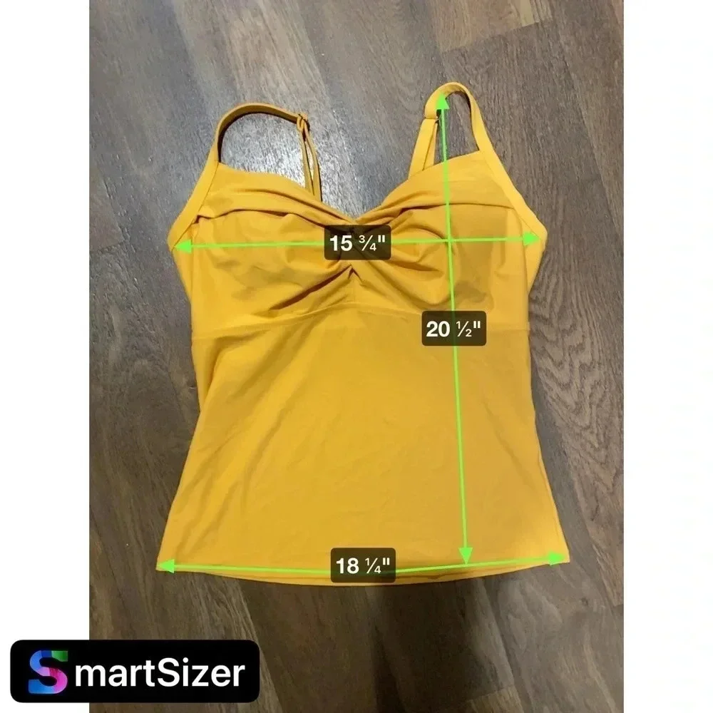 Athleta Twist Up Tankini Top Swim Strappy Size 36 D/DD Underwire Mustard yellow